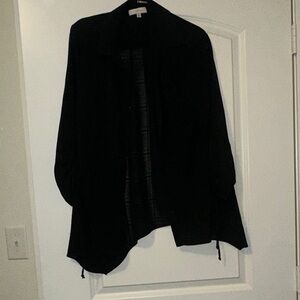 New Directions Black Checkered Button Down Shirt